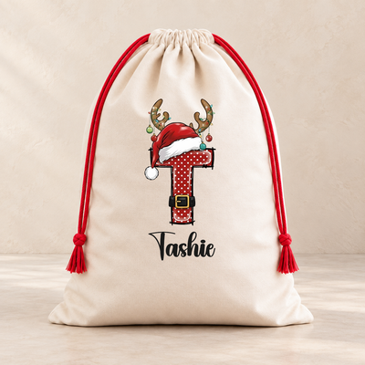 Personalised Christmas Initial Santa Sack – Red Reindeer Santa Belt