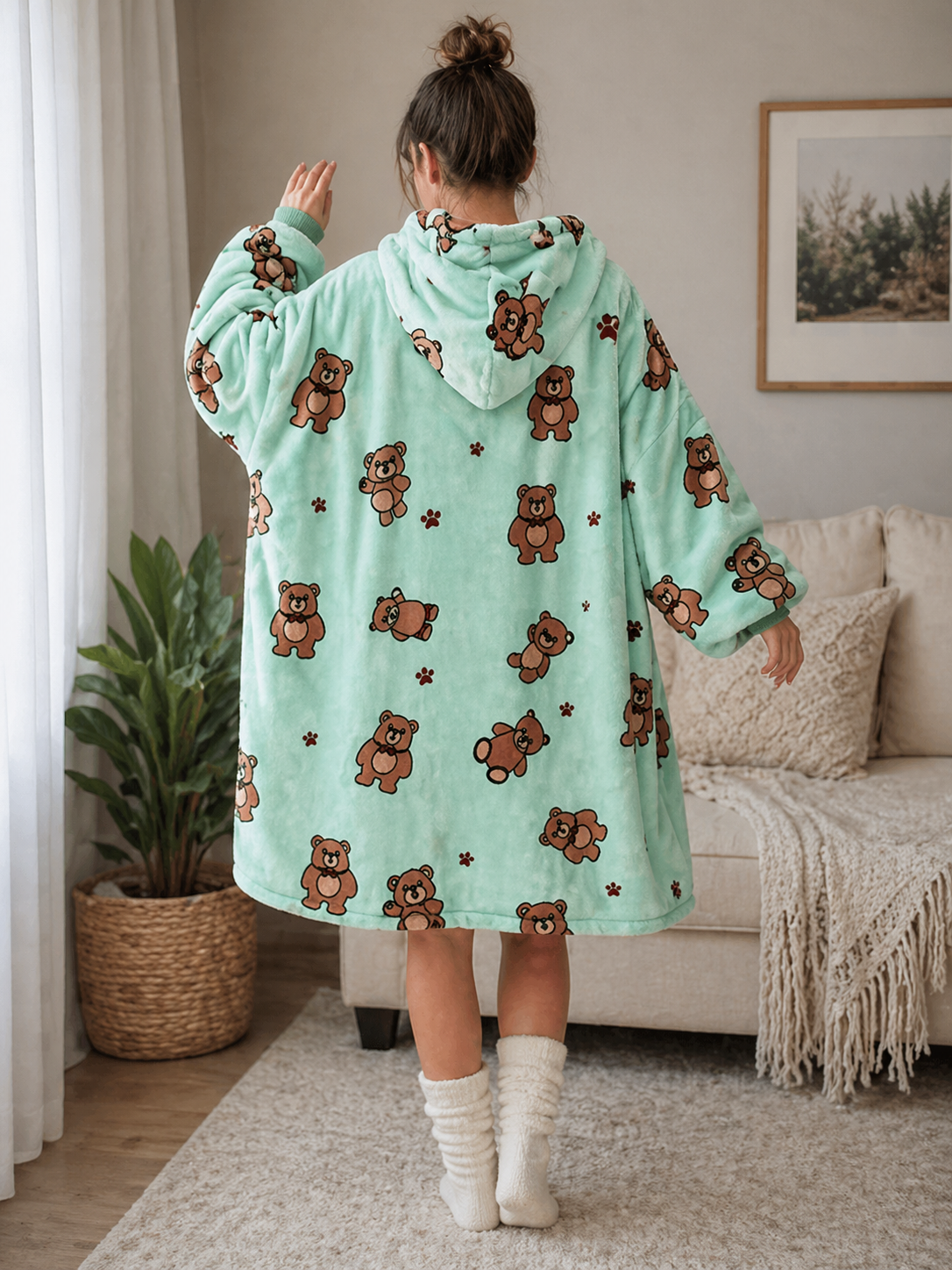 Oversized Wearable Blanket Hoodie – Plush & Personalised - Teddy Bear