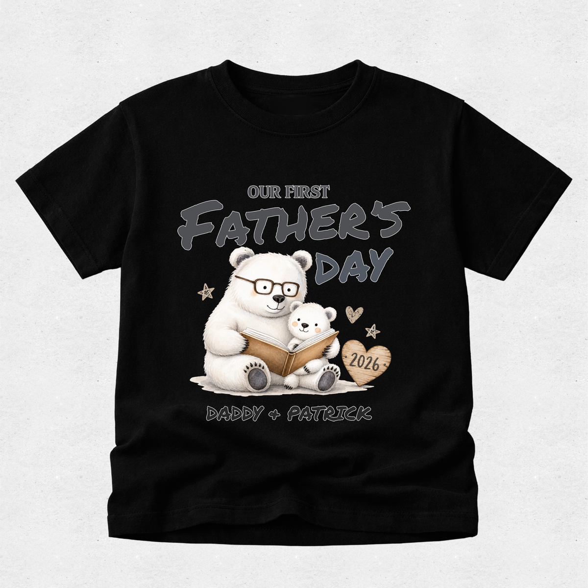 Polar Bear Reading -  Our First Fathers Day Matching Tshirt