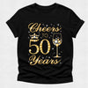 Cheers to 50 Years Tshirt - Gold and Silver Diamond Rhinestone