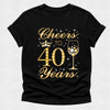 Cheers to 40 Years Tshirt - Gold and Silver Diamond Rhinestone
