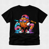 boys black tshirt  7th birthday tshirt featuring I was 6 now I'm 7 basketball graphic