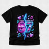 Black t-shirt with colorful 'I was 67 now I'm' design on a light gray background