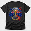 Black t-shirt with Australia World Cup design featuring flags and number 26 on a white background