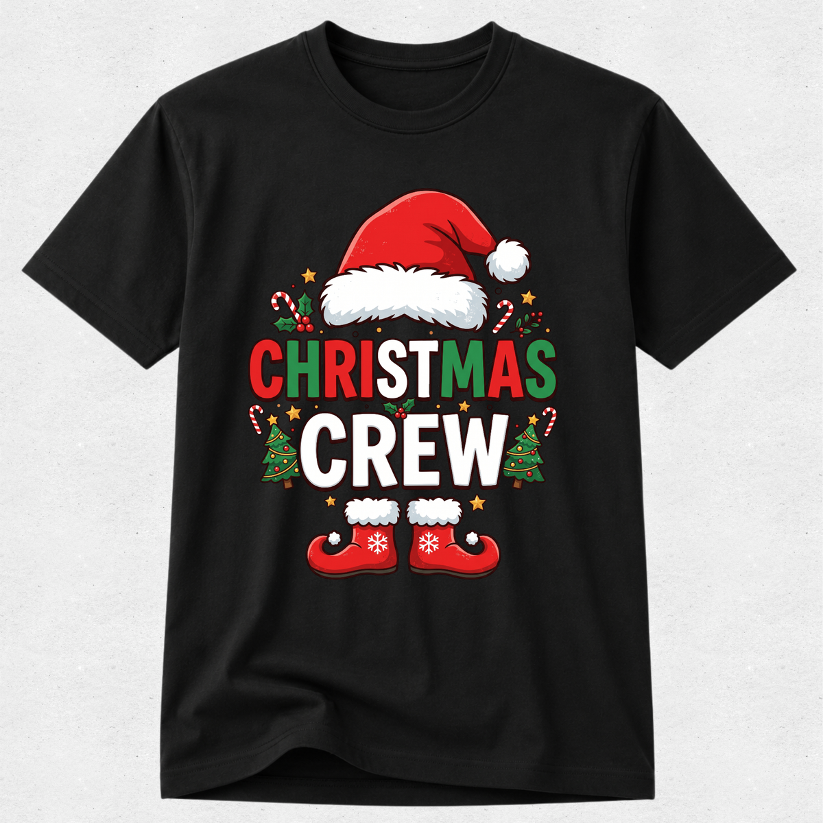 Christmas Crew - Santa Hat & Boots Matching Family Tshirts