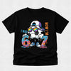 Black boys 7th birthday t-shirt with "I Was 6 Now I'm 7" soccer ball birthday design.