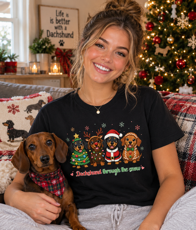 Dachshund through the Snow - Dogs Christmas Tshirt