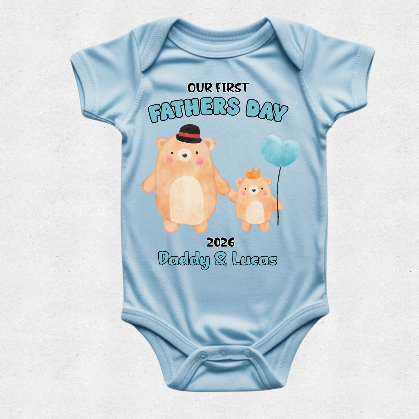 Teddy Bear Balloon - Our First Fathers Day Matching Tshirt