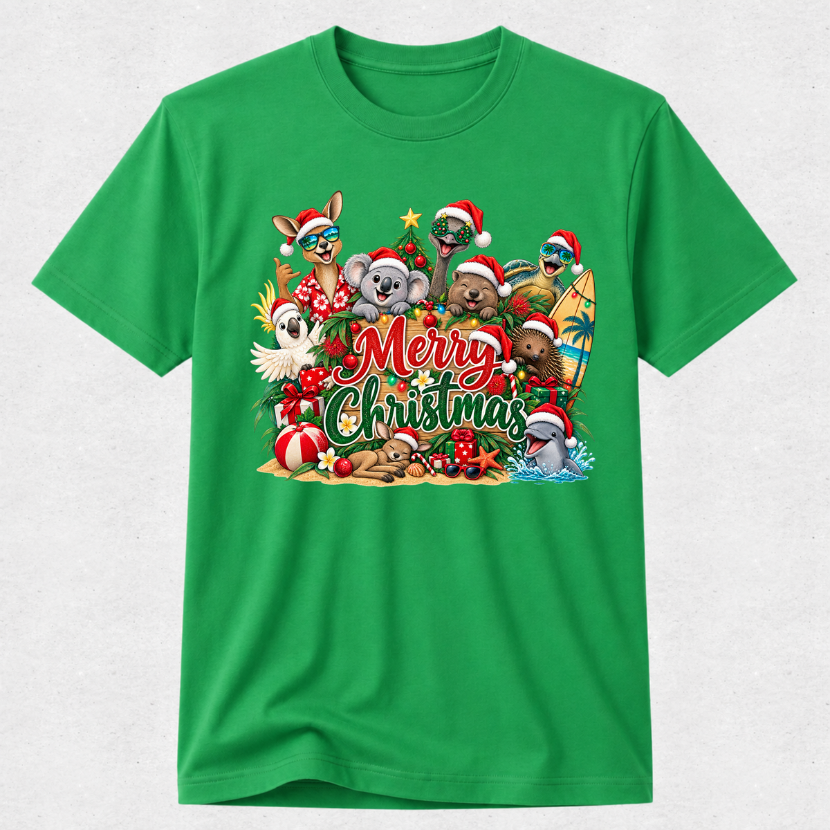 Merry Christmas - Aussie Summer Animals Tshirt