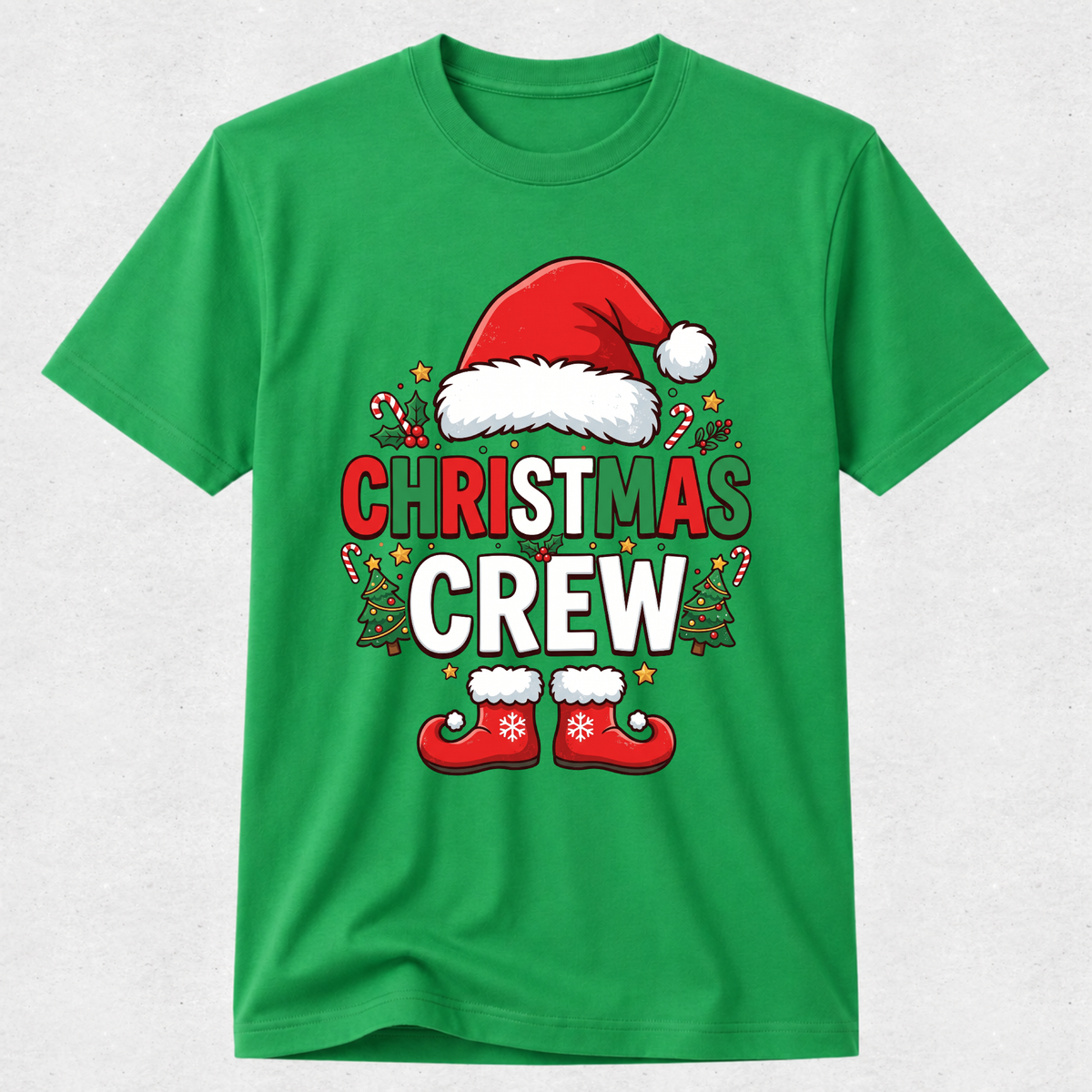 Christmas Crew - Santa Hat & Boots Matching Family Tshirts
