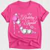 Birthday Queen & Squad Matching Tshirts - Pink and Silver Diamond Rhinestone