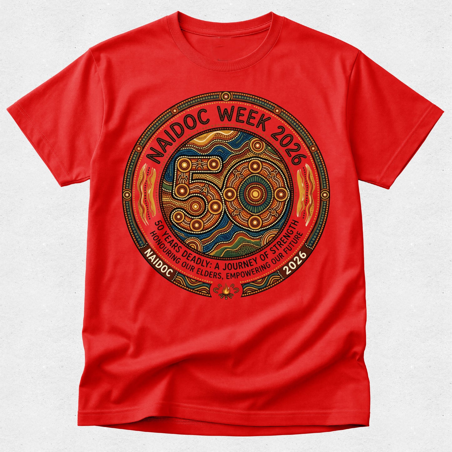 NAIDOC Week 2026 Tshirt – 50 Years Deadly - A Journey of Strength