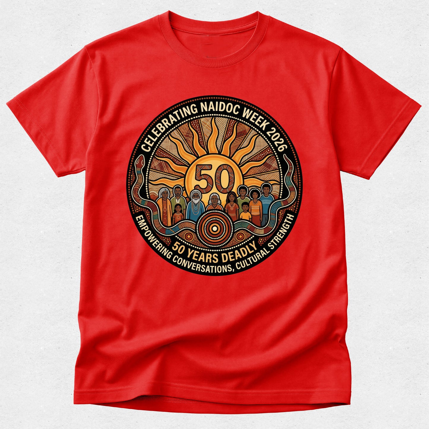 NAIDOC Week 2026 Tshirt – 50 Years Deadly - Empowering Conversations