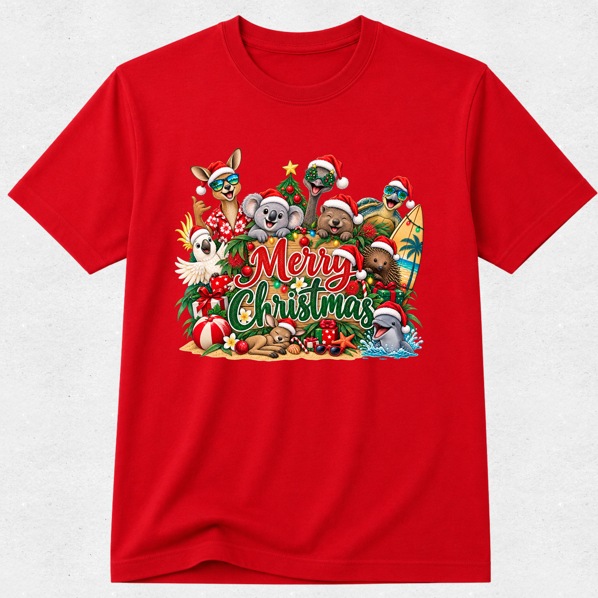 Merry Christmas - Aussie Summer Animals Tshirt