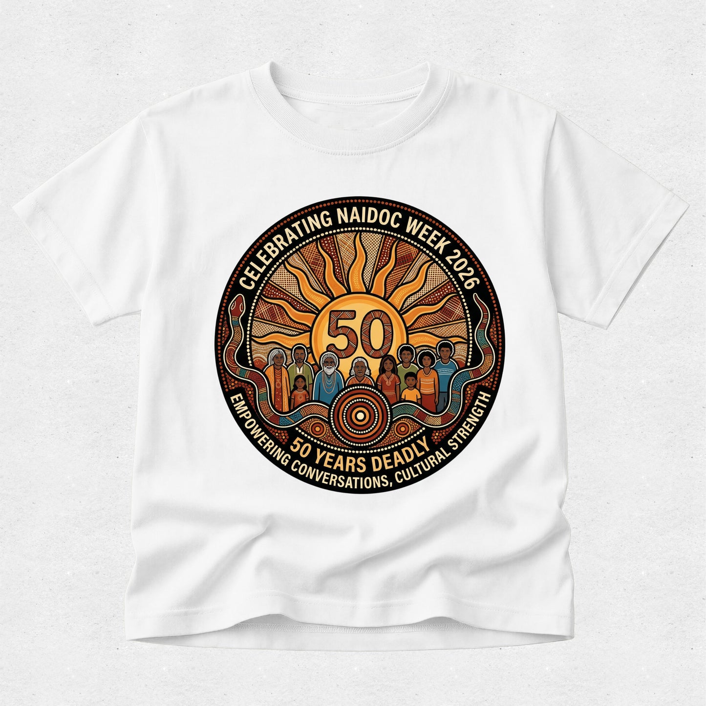 NAIDOC Week 2026 Tshirt – 50 Years Deadly - Empowering Conversations