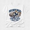 White t-shirt with New South Wales State of Origin design featuring a kangaroo and helmet.