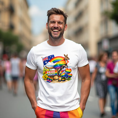 Rainbow Pride Month Kangaroo Australian Tshirt
