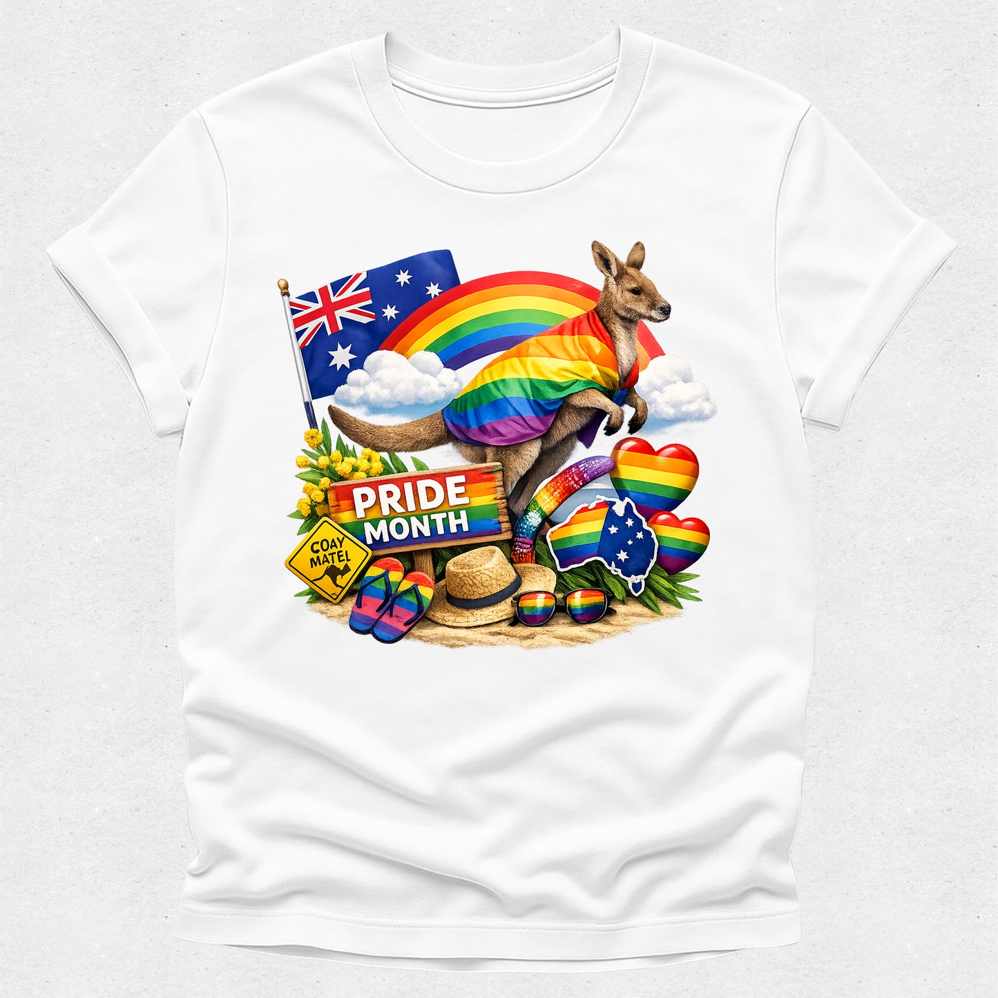 Rainbow Pride Month Kangaroo Australian Tshirt