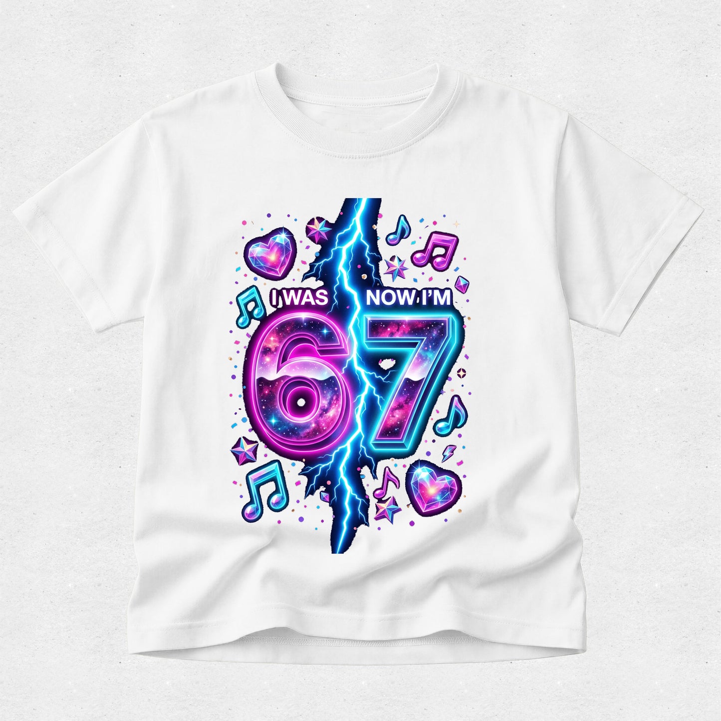 I Was 6 Now I’m 7 Birthday Trend T-Shirt - Neon Lights