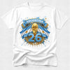 White t-shirt with Argentina-themed design featuring a trophy and number 26 on a white background