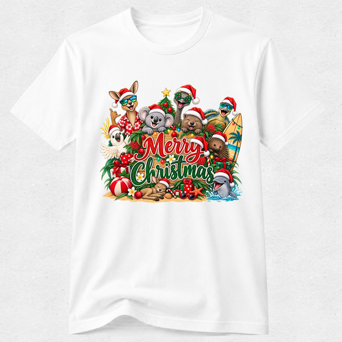 Merry Christmas - Aussie Summer Animals Tshirt