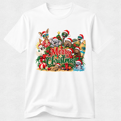 Merry Christmas - Aussie Summer Animals Tshirt