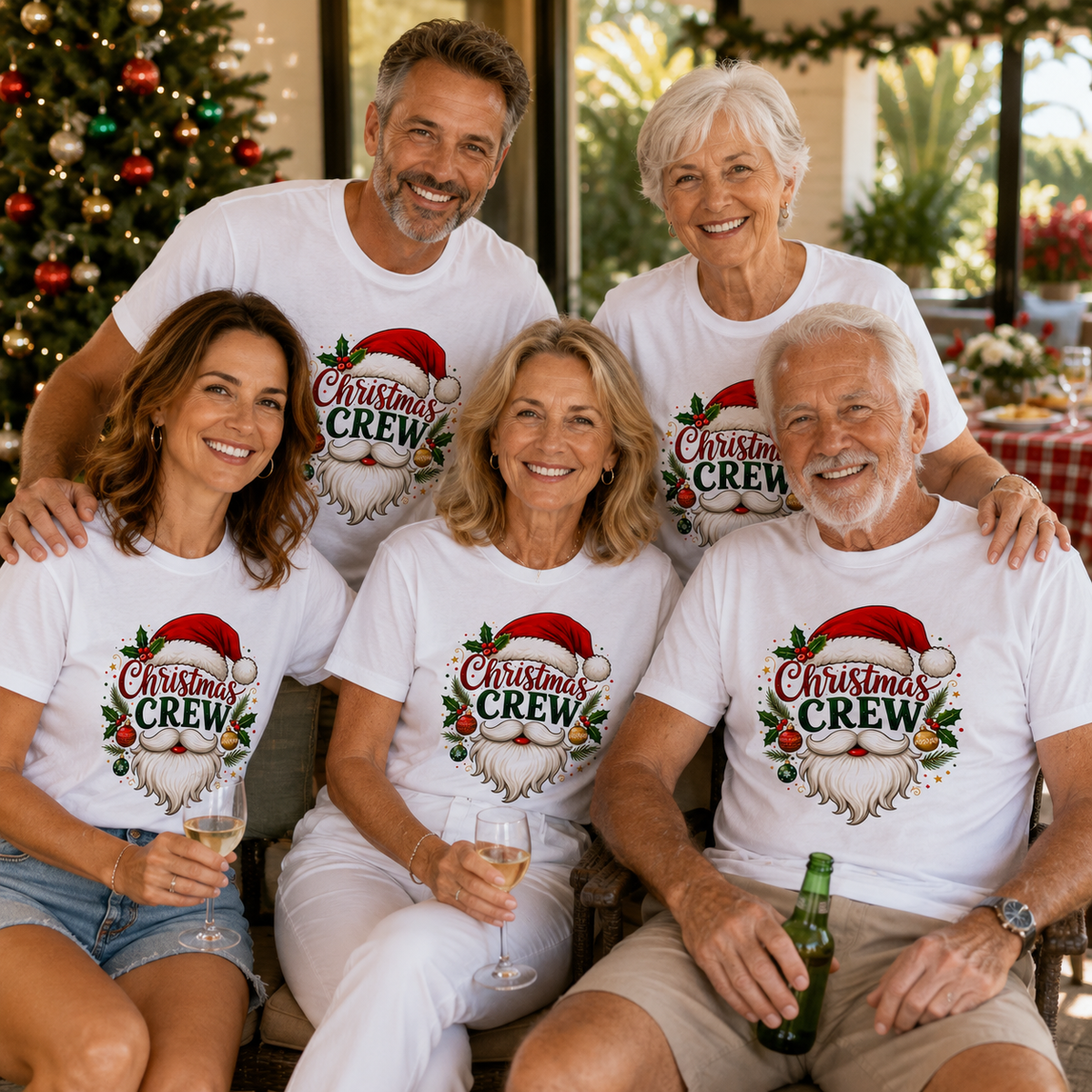 Christmas Crew Santa Face - Family & Friends Matching Tshirt