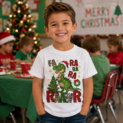 Fa Ra Ra Ra Raawr Dinosaur - Christmas Tshirt