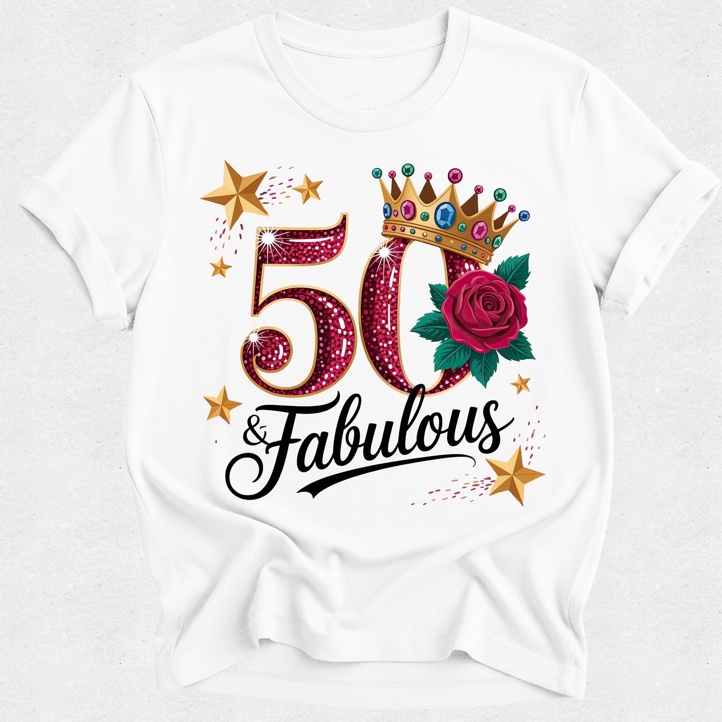 50 & Fabulous Birthday Tshirt - Black Text
