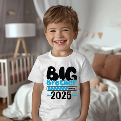 Young boy in “I’m Going to Be a Big Brother” tee, ideal for baby announcements, family photos, and celebrations.