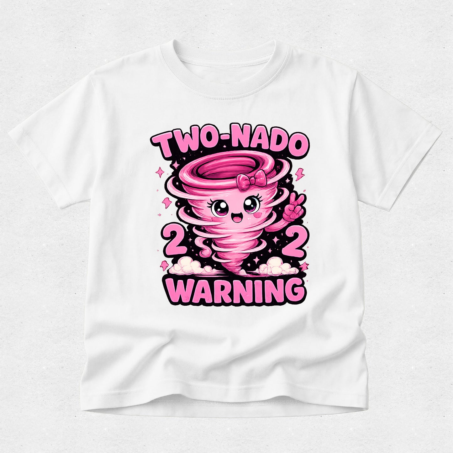 Two-Nado Warning Birthday Tshirt - Cute in Pink