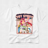 White t-shirt with 'Toy Story' graphic featuring characters on a white background