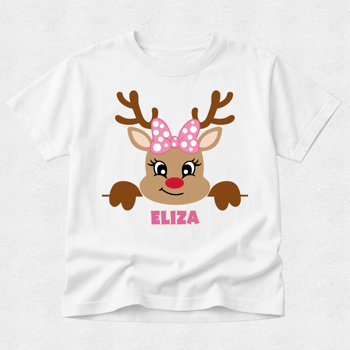 Reindeer Peeking - Personalised Christmas Tshirt