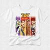 White t-shirt with Toy Story character design on a white background