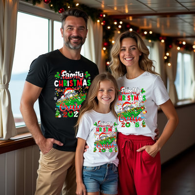 Christmas Deck the Halls Holiday Cruise Matching Family T-Shirt, festive tropical outfit for families.