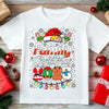 Matching family Christmas t-shirts with Merry & Bright print, cozy and cheerful holiday wear.
