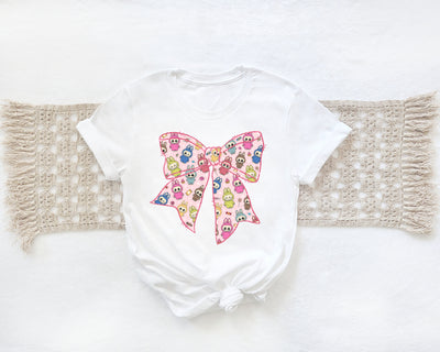 Cute Labubu bow graphic T-shirt for kawaii and anime fans