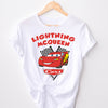 Hanging Fast & Furious Family Disney Cars inspired racing t-shirt showing front design