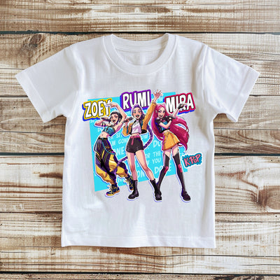 Comic-style K-Pop idol squad graphic tee – Demon Hunters inspired