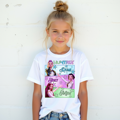 Idol Nation K-Pop T-shirt with Huntrix Demon Hunters inspired idol graphic