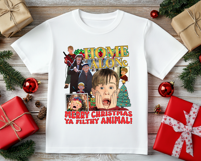 Funny Home Alone inspired holiday graphic tee for Christmas