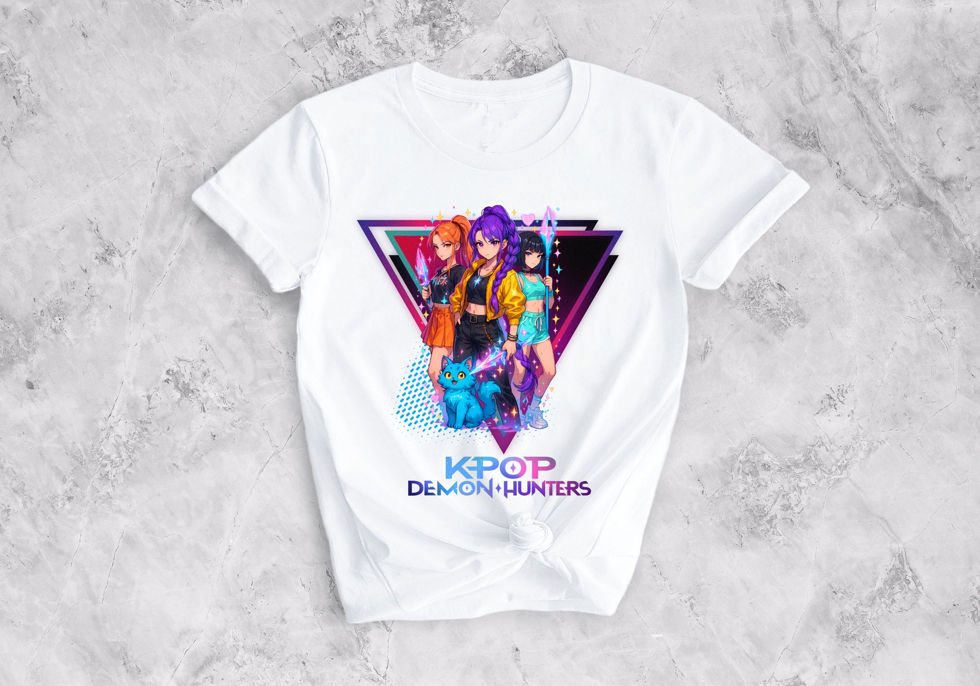 Anime style Demon Hunters retro pop idols graphic shirt
