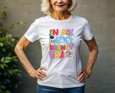 In My Granny Era Bluey inspired matching family t-shirt front view