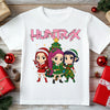 Idol Vibes 3D Demon Hunters Christmas K-Pop graphic t-shirt, bold holiday fashion style.