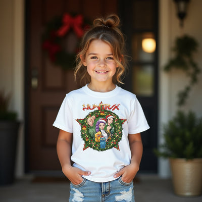K-Pop Inspired Christmas Bloom Demon Hunters Graphic Tee, festive streetwear for fans.