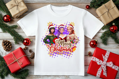 Merry Christmas 3D Demon Hunters K-Pop graphic t-shirt, bold holiday fashion style