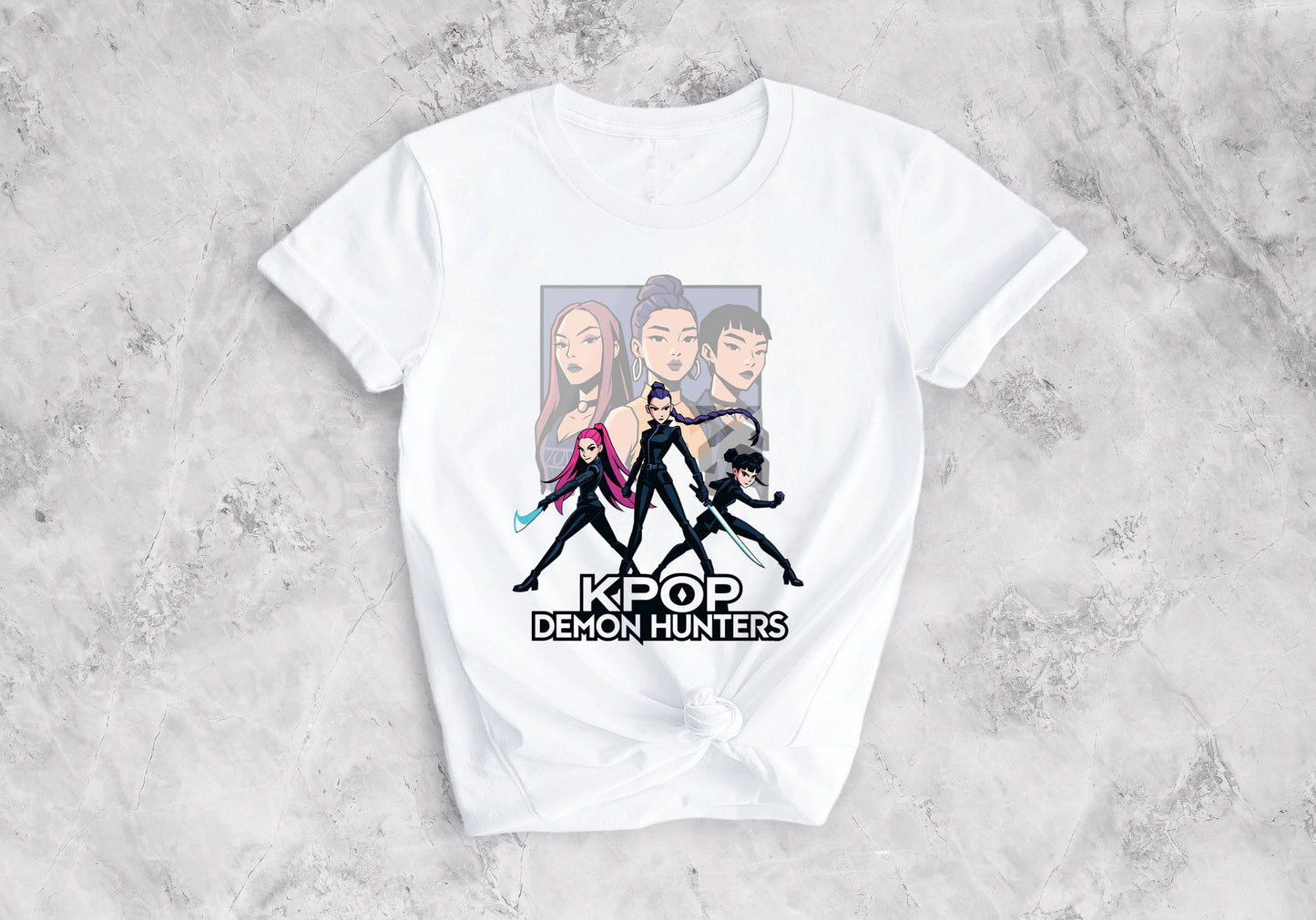Black K-Pop Demon Hunters inspired Pop Idol Fighters graphic tee