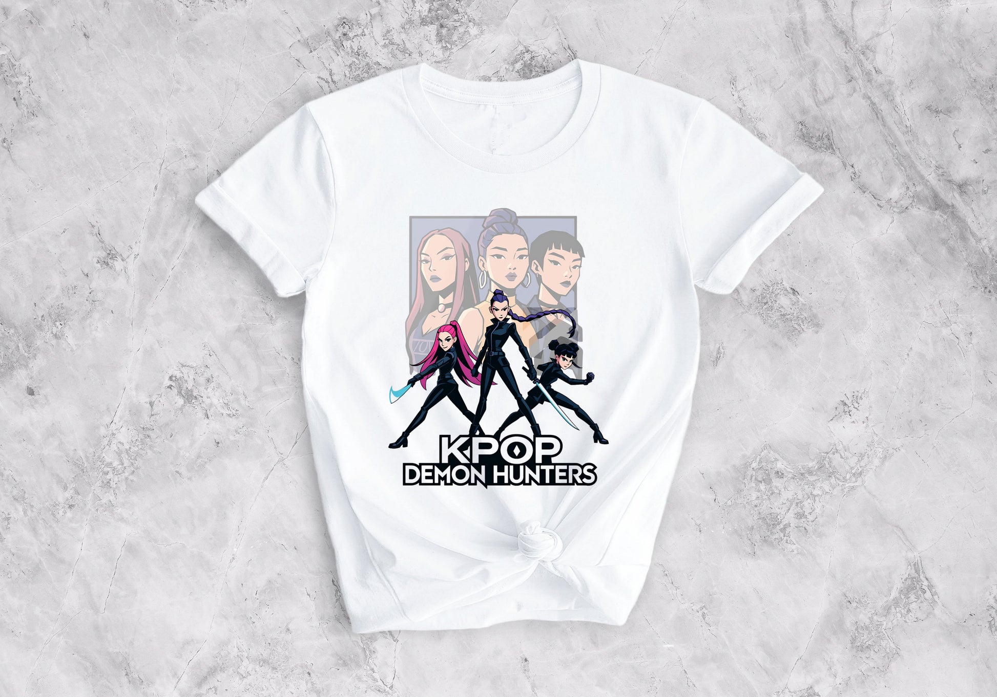 Black K-Pop Demon Hunters inspired Pop Idol Fighters graphic tee