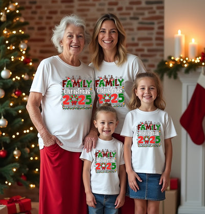 Festive Fit Christmas Matching Family T-Shirt, cozy holiday outfit for family photos.