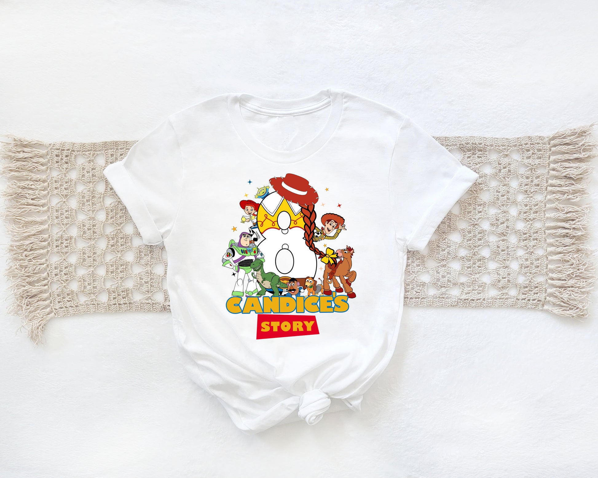 Personalized Toy Story Birthday Tee for kids with Woody or Jessie theme